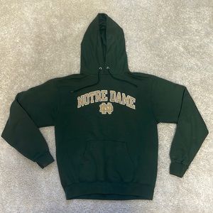Green and yellow Notre Dame Champion hoodie, size mens medium.